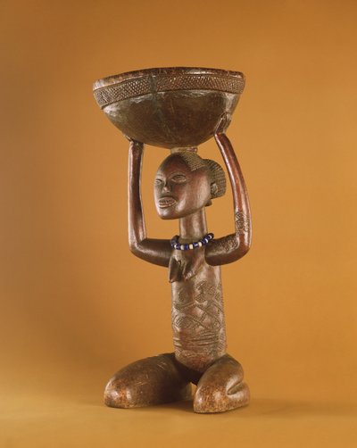Stool with a kneeling female caryatid, Democratic Republic of the Congo by African